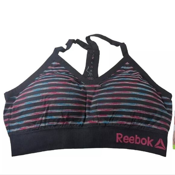 Reebok Seamless Sports Bra Black Pink - Picture 1 of 3
